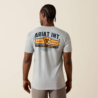 Ariat Banner Badge Short Sleeve Tee in Grey by Ariat