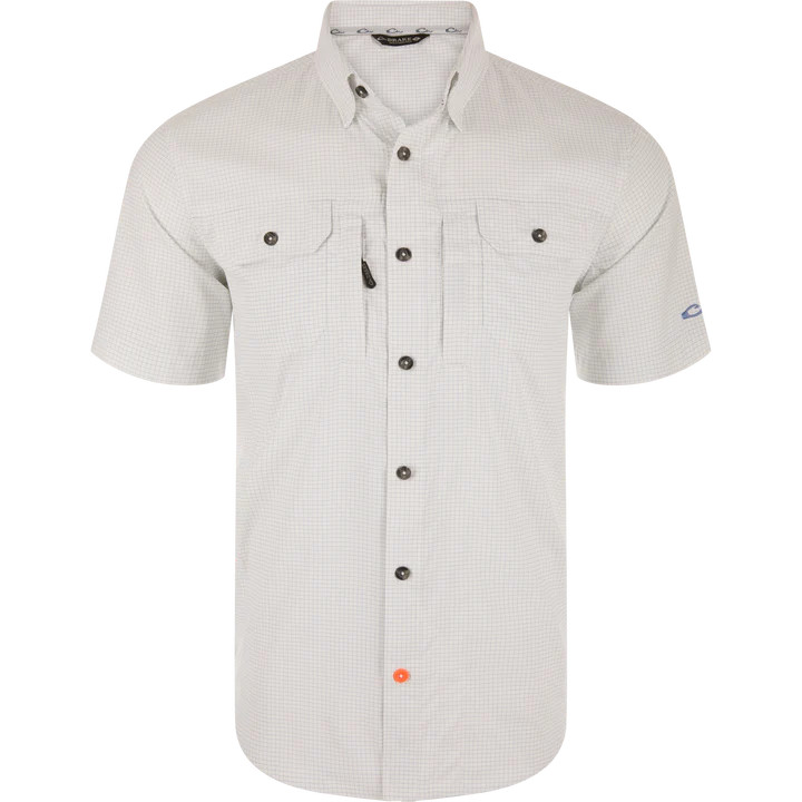 Wingshooter Trey Grid Check Short Sleeve Button Up Shirt by Drake