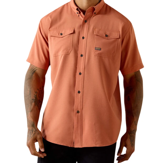 Men's Rebar Made Tough VentTEK DuraStretch Short Sleeve Button Down Work Shirt by Ariat
