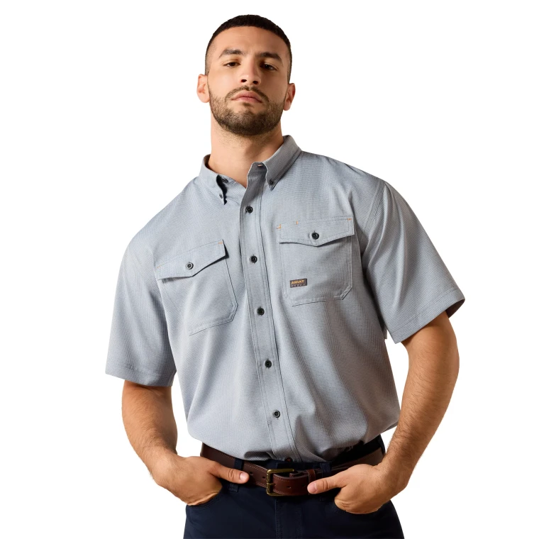 Men's Rebar Made Tough VentTEK DuraStretch Short Sleeve Button Down Work Shirt by Ariat