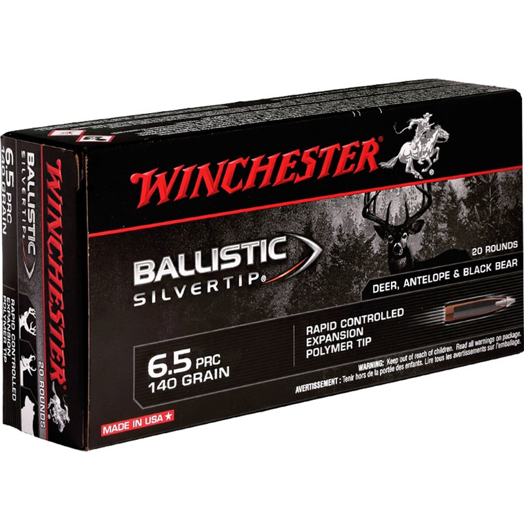 Winchester Ballistic Silver Tip 3,020 fps 6.5 PRC 140 Grain Rapid Controlled Expansion Polymer Tipped Rifle Ammuntion