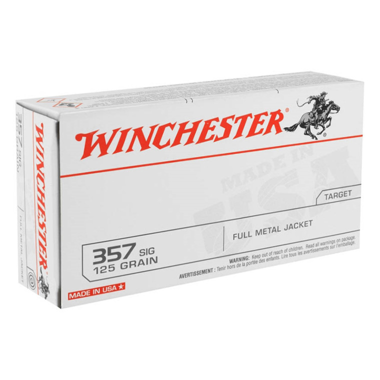 Winchester USA 1,370 fps 357 Sig 125 Grain Full Metal Jacket Handgun Ammunition