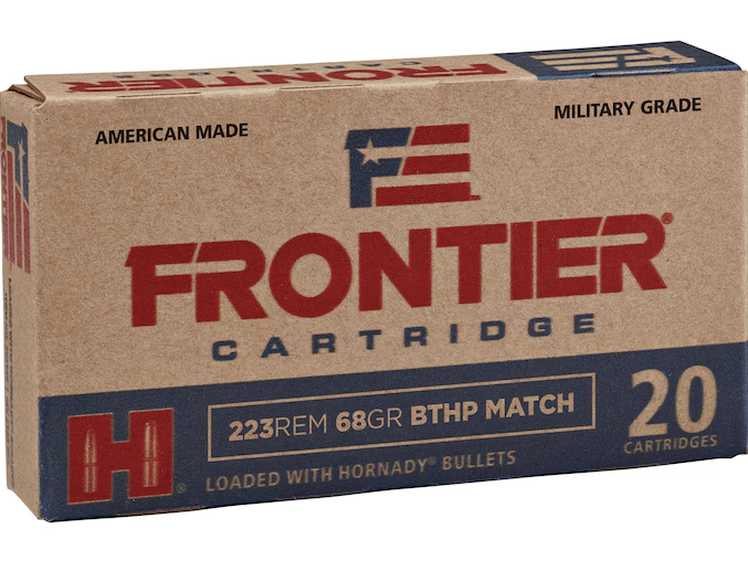 Hornady Frontier Military Grade 2,960 fps 223 Remington 68 Grain Boat Tipped Hollow Point Match Rifle Ammunition