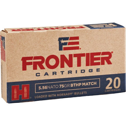 Hornady T2 Frontier 2,910 fps 5.56 NATO 75 Grain Boat Tipped Hollow Point Match Rifle Ammunition