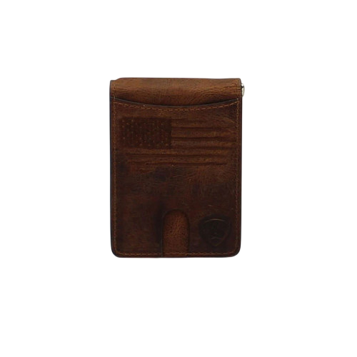 Brown USA Flag Bifold Money Clip by Ariat