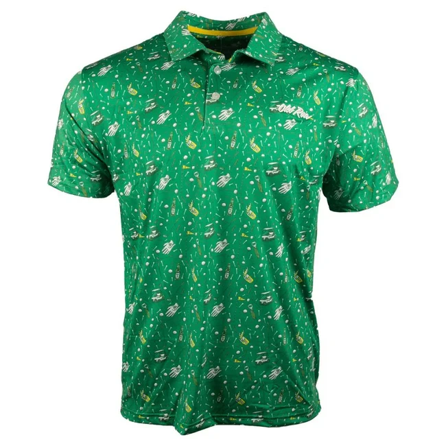 Golf Cart Polo Short Sleeve Shirt in Green by Old Row