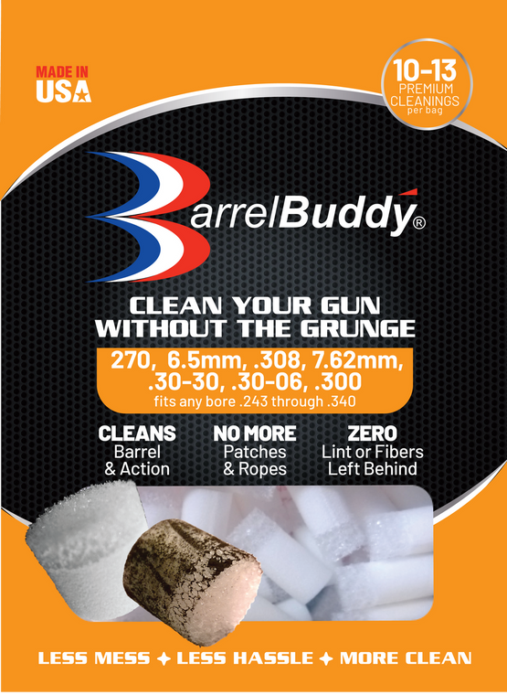 BARRELBUDDY ORANGE - Fits .243, 6mm, .25, .260, .270, .280, 7mm, 7.62mm, .30-30, .308, .30-06, .300, .32