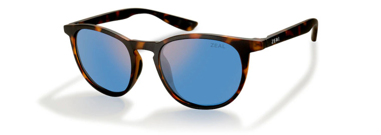 Juno Sunglasses with Matte Tortoise Frames and Horizon Blue Lenses by Zeal