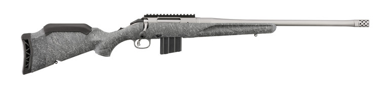 American 400 Legend Gen 2 Bolt Action Rifle with 20 Inch Cobalt Cerakote Barrel in Gray Splatter Stock by Ruger