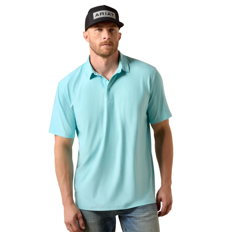 Men's Charger 2.0 Fitted Angel Blue Polo Shirt by Ariat