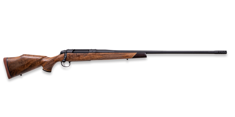 Weatherby 307 Adventure SD 22 Creedmoor Bolt Action Rifle with 22 Inch Graphite Black Fluted Threaded Barrel and 2 Inch Brake in Walnut and Rosewood Stock