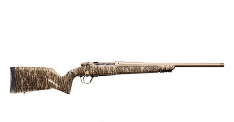 Evoke 7mm  BackCountry Bolt Action Rifle with 20 Inch FDE Cerakote Threaded Barrel in Mossy Oak Bottomland Camo Stock by Christensen Arms