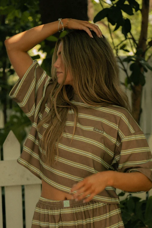 Striped Boxy Tee-Way Down South by Tribe Kelley