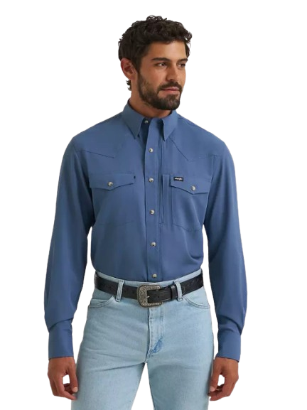 Performance Long Sleeve Snap Solid Shirt by Wrangler