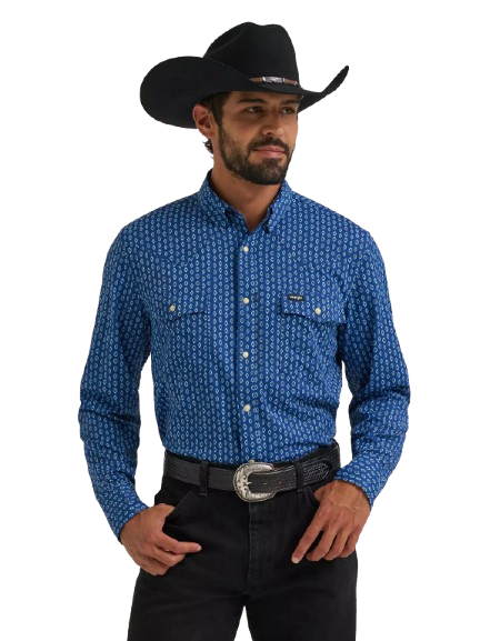 Technical Long Sleeve Snap Shirt-Navy by Wrangler