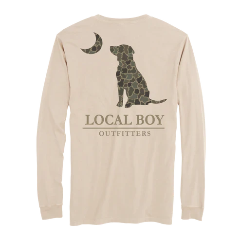Brush Camo Dog and Moon Long Sleeve Tee by Local Boy