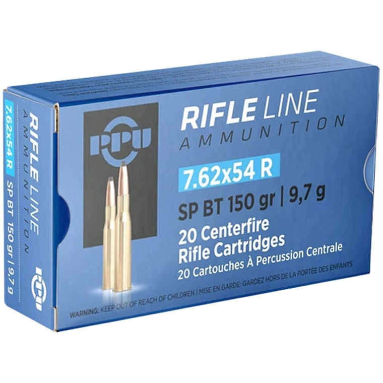PPU 2,837 fps 7.62x54mm Russian 150 Grain Soft Point Boat Tail Rifle Ammunition