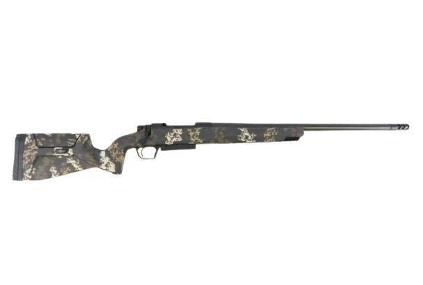 Ridgeline FFT 22 Creedmoor Bolt Action Rifle with 20 Inch Threaded Barrel and Brake in MCR Camo Stock by Christensen Arms