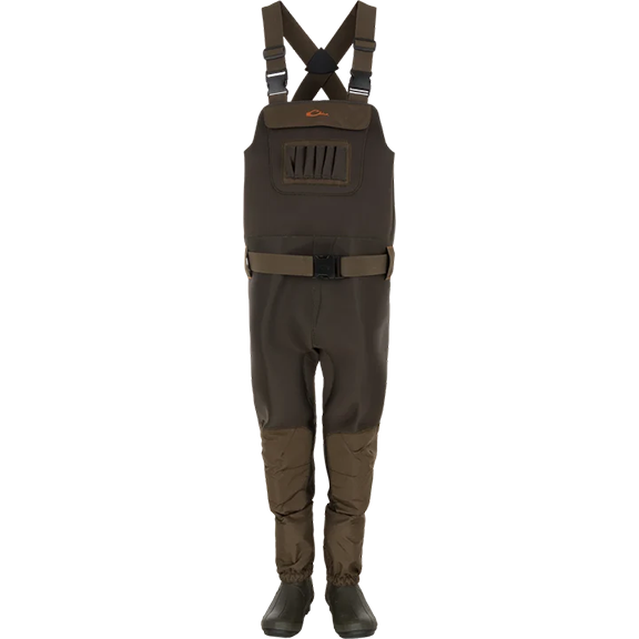 Designed for dedicated young duck hunters who brave frigid mornings and tough swamp terrain, the Drake Waterfowl Youth Neoprene Wader delivers adult-grade insulation and rugged durability scaled specifically for youth. Whether tramping through marsh mud or sitting in a chilly blind, these chest waders provide uncompromised thermal protection so your young hunter stays focused on the flock.