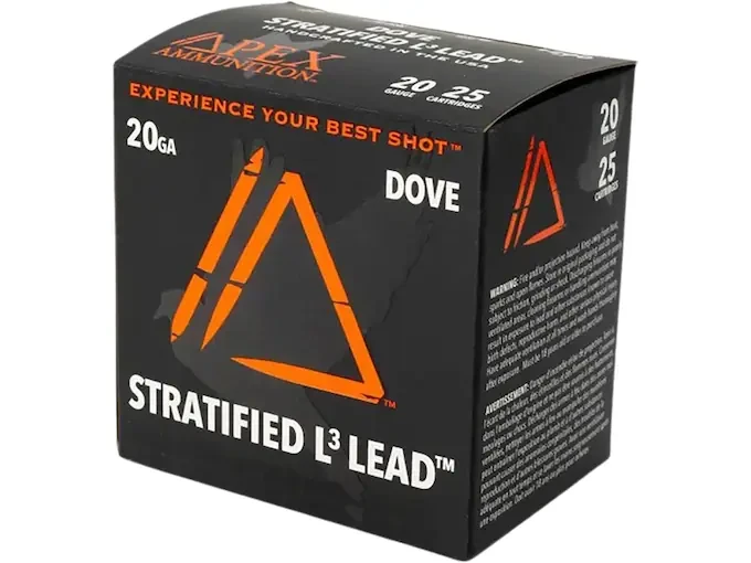 Apex Stratified L3 Lead 1200fps 20 Gauge 2-3/4" 1oz #7/#8 Lead Shot Shotgun Ammunition