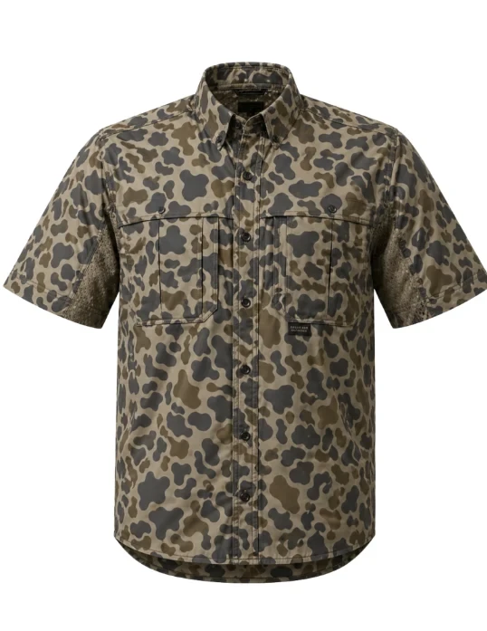 Men's Traditions Camo Camp Short Sleeve Button Down Shirt by Prairie Oaks