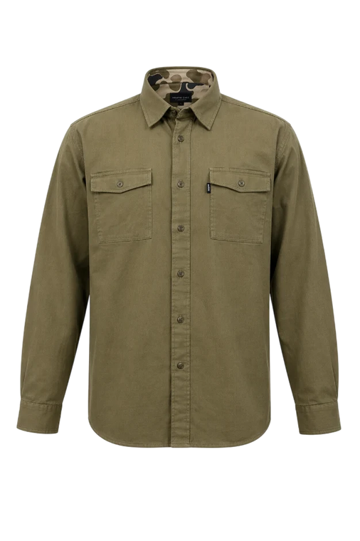 Men's Traditions Camo Bottoms Button Down Shirt by Prairie Oaks