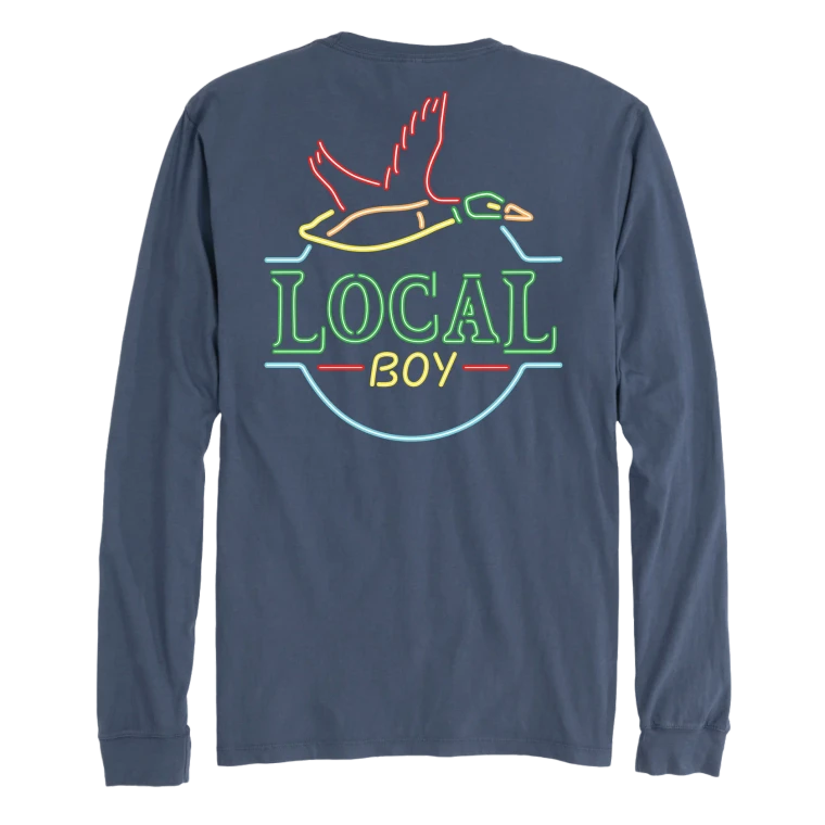 Men's Neon Duck Latte Long Sleeve Graphic Tee Shirt by Local Boy