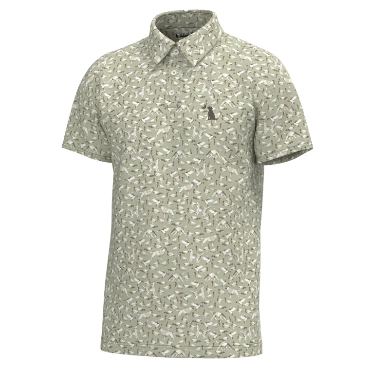 Men's Green Duck Dog Design Dirty Myrtle Short Sleeve Polo Shirt by Local Boy