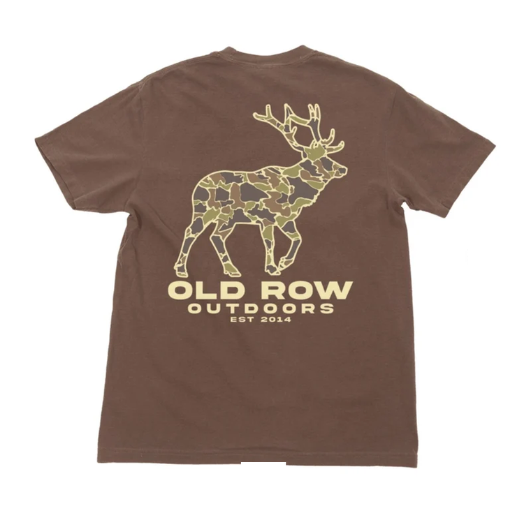 Men's Camo Moose Short Sleeve Pocket Graphic Tee Shirt by Old Row