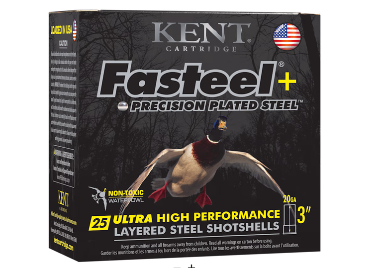 Kent Fasteel+ 1350fps 20ga 3" 1oz #2/4 Plated Steel Shot Shotgun Ammunition