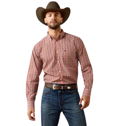 Wrinkle Free Walter Long Sleeve Button Up Shirt in Ketchup Red by Ariat