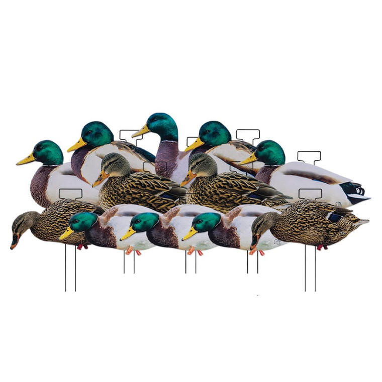 12 Pack Fully Flocked Mallard Duck Silhouette Decoys by Dakota Decoy Company