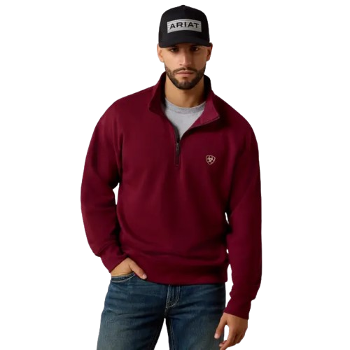 Holiday 1/4 Zip Sweatshirt in Red by Ariat