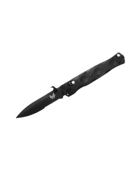 Mini SOCP Folding Knife with Graphite Black Cerakote Spear Point Blade and Textured Black G-10 Handle by Benchmade
