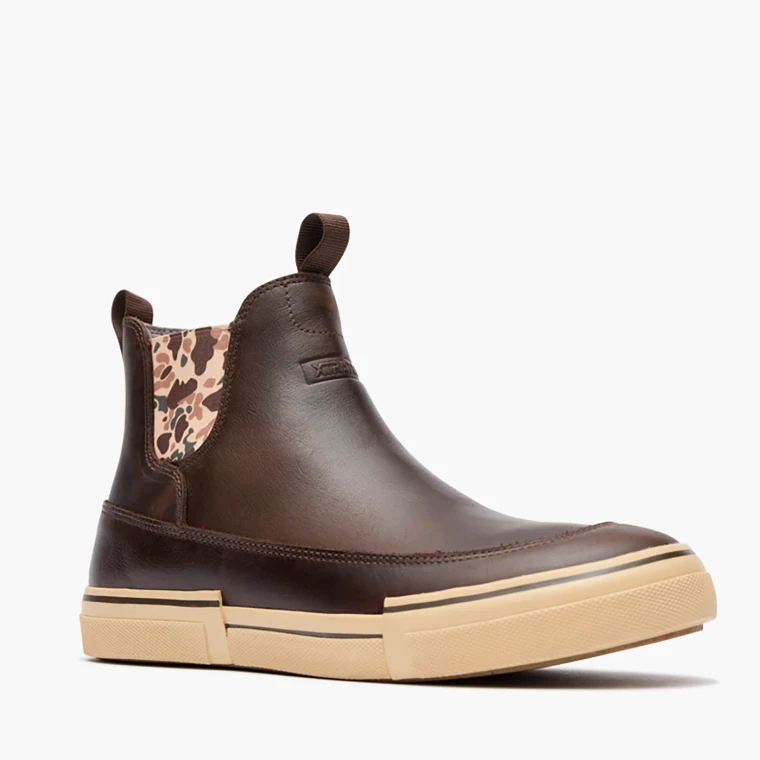 XTRATUF Men's Leather Chelsea Ankle Deck Boot - Brown/Duckcamo