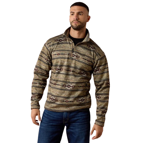 Caldwell Quarter Zip Sweater in Oxford Tan Southwest by Ariat