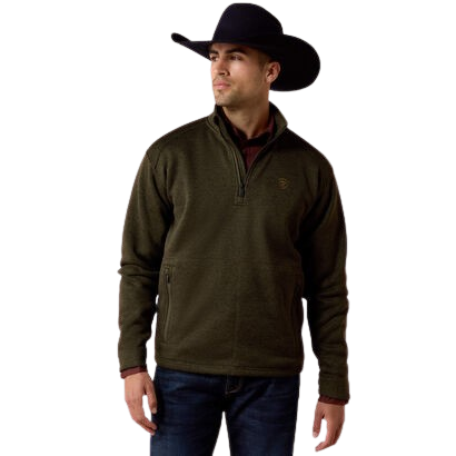 Caldwell Quarter Zip Sweater in Dark Green by Ariat