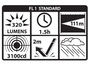 320 Lumen Recharge Flashlight diagram