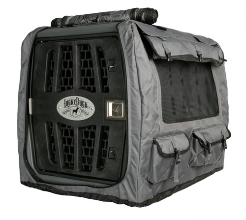 Lucky Duck Kennel Cover- Intermediate Storm Gray- Side