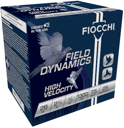 Fiocchi Upland Game High Velocity 1300fps 28 Gauge 2-3/4oz #7.5 Lead Shot Shotgun Shells