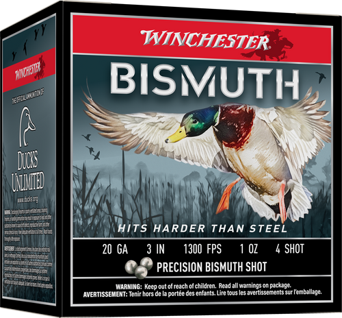 Winchester Ducks Unlimited 20ga 1300fps 3" 1oz #4 Bismuth Shotgun Ammunition