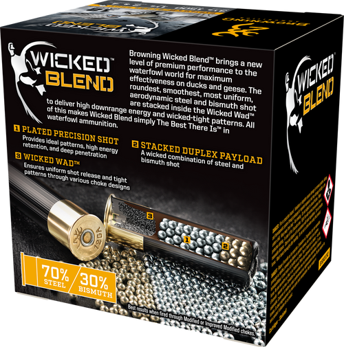Browning Wicked Blend 12ga 3-1/2" 1-1/2oz 2&4 Bismuth & Steel Shot Shotgun Shells