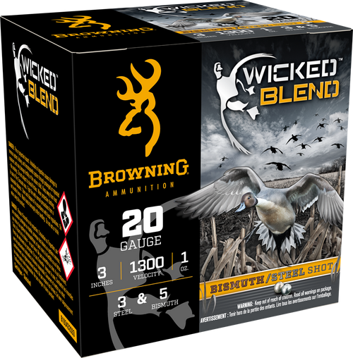 Browning 1300fps 20ga 3" 1oz # 3&5 Bismuth Wicked Blend Shotgun Shells