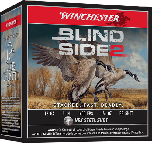 Winchester Blind Side 2 12ga 1400fps 3" 1-3/8oz #BB Hex Steel Shotgun Ammunition