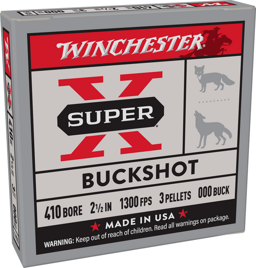 Winchester Super X 410ga 2-1/2" 1300FPS 3 Pellet 000 Buck Shotgun Ammunition