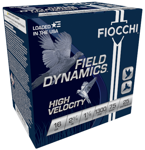 Fiocchi Field Dynamics 1300fps 16ga 2-3/4" 1-1/8oz #7.5 Lead Shotgun Shells
