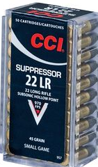 CCI 22lr 45gr Subsonic HP Suppressor Rimfire Ammunition
