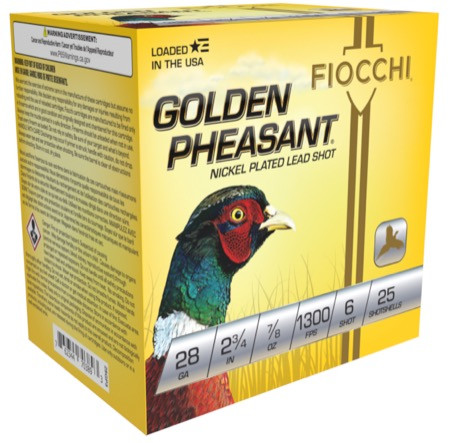 Fiocchi Golden Pheasant  28ga 2-3/4" 7/8oz #6  Lead Shotgun Ammunition