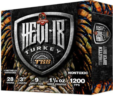 Hevi-Shot Hevi-18 TSS 1200fps 28ga 3" 1-1/4oz #9 Shot Turkey Hunting Shotgun Ammunition