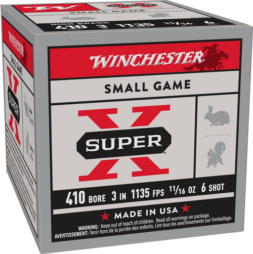 Winchester 410ga 3" 11/16oz #6 Super X Small Game Shotgun Ammuntion